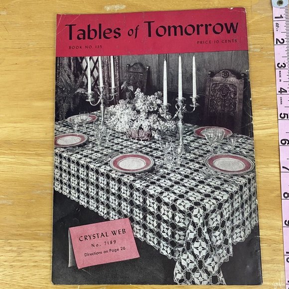 Vintage 1939 Knitting Crochet Tablecloth Doilies Patterns Booklet #135 - Picture 4 of 8